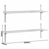 Mensola a parete in acciaio inox PREMIUM - 2000x300mm - con 2 ripiani