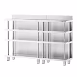 Tavolo in acciaio inox - 1600x600mm - con alzatina 100mm & 8 ripiani