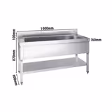 Chiuvetă pentru oale cu fundament 1,0 m - 1 cuva - lungime 86 x lăţime 42 x adâncime 35 cm