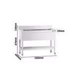 Spoeltafel voor pannen - 1000x600mm - met onderbouw & 1 spoelbak