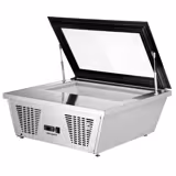 Vetrina gelato da banco - 867mm - Refrigerazione statica - con Illuminazione LED - per 4x Vasca da gelato da 5 Litri - Vetro dritto - Apertura coperchio lato lato operatore