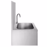 Handspoelbak - Roestvrij staal - met kniebediening (koud & warm water aansluiting)