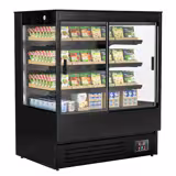 Murale Refrigerato Professionale - 1200mm - 390l - +1°/+5°C - con 2 porte scorrevoli in vetrocamera & 3 ripiani - Nero