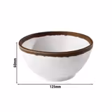(6 Stück) Schale - CROCKER - Melamin - 0,37 Liter - Ø 125mm - Weiß/Braun