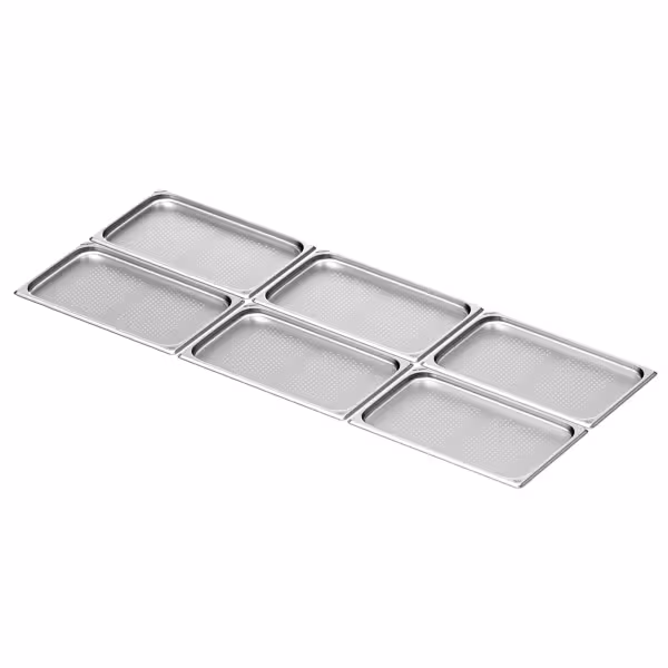 (6 stuks) RVS GN-bak GN 1/1 - geperforeerd - Diepte: 20mm