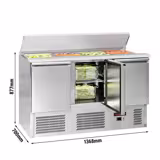 Commercial Saladette Counter ECO - 1368mm - 368L - Black Front - 3 doors - open top for 4 x GN 1/1 & stainless steel hinged lid