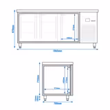 Koelwerkbank PREMIUM - 1865x700mm - met 3 glazen deuren