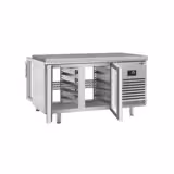 Pekárenský chladicí stůl PREMIUM PLUS - 1618x800x850 mm - 400 l - s 4 skleněnými dveřmi - žulová pracovní deska