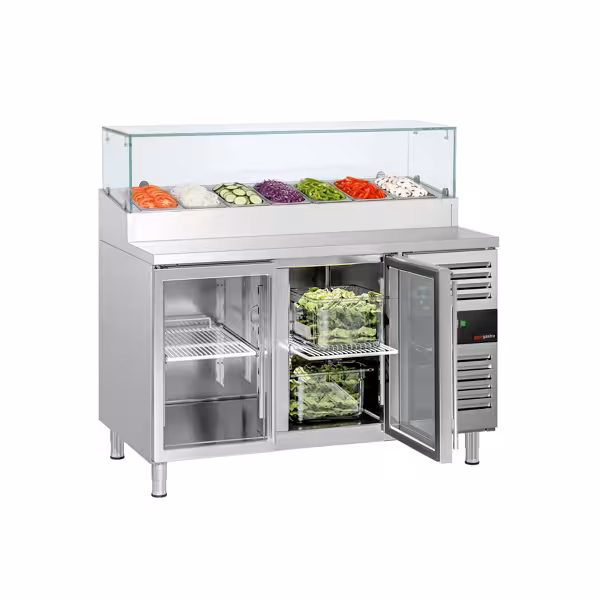Saladette PREMIUM - 1360x700mm - 2 glasdeuren - voor 7x GN 1/3