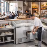 Chladicí stůl na pizzu ECO - 935x700 mm - se 1 dveřmi a 2 zásuvkami - se žulovou pracovní deskou