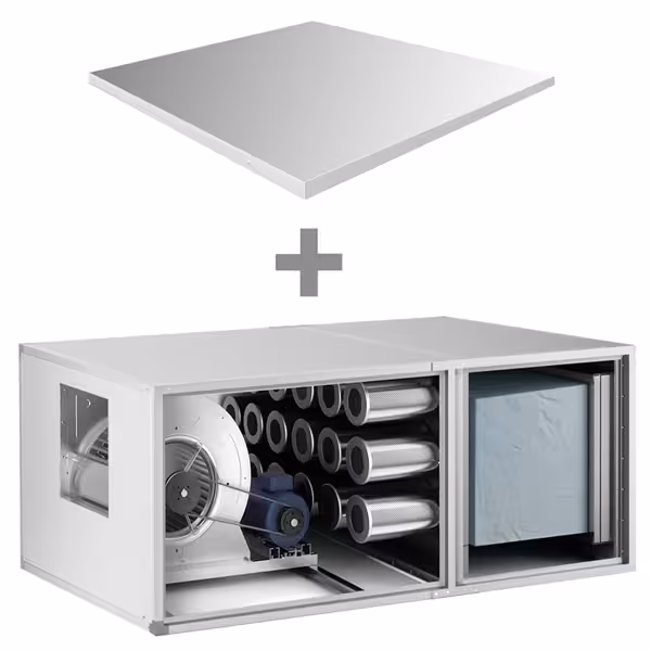 Grupo filtrante de carbón activo con motor - 3500m³/h - con prefiltro, filtro de bolsas y filtro de carbón activo - incl. panel de protección