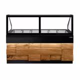 Warm buffet TORONTO - 2100mm - houten front - voor 6x GN 1/1 - zwart granieten werkblad