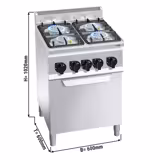 Gas Oven Range - 19kW - 4 burners - with Electric Oven Convection Oven - 3kW