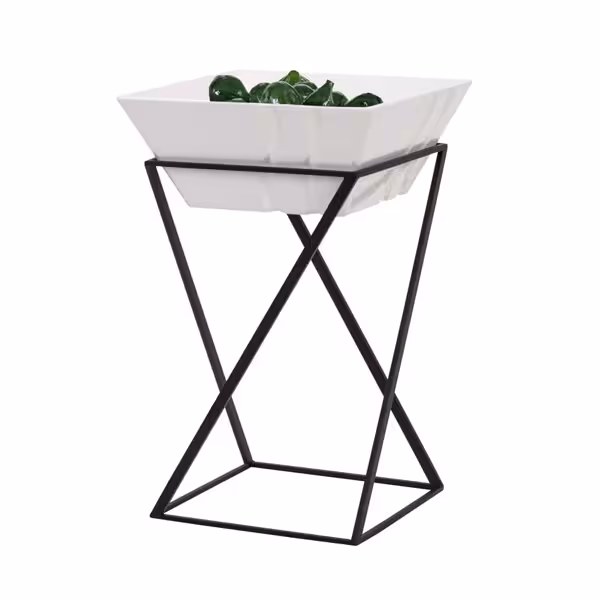 Bufféställ - svart - rektangulär - 200x200 mm - Höjd: 375 mm - inkl. 1 melaminskål