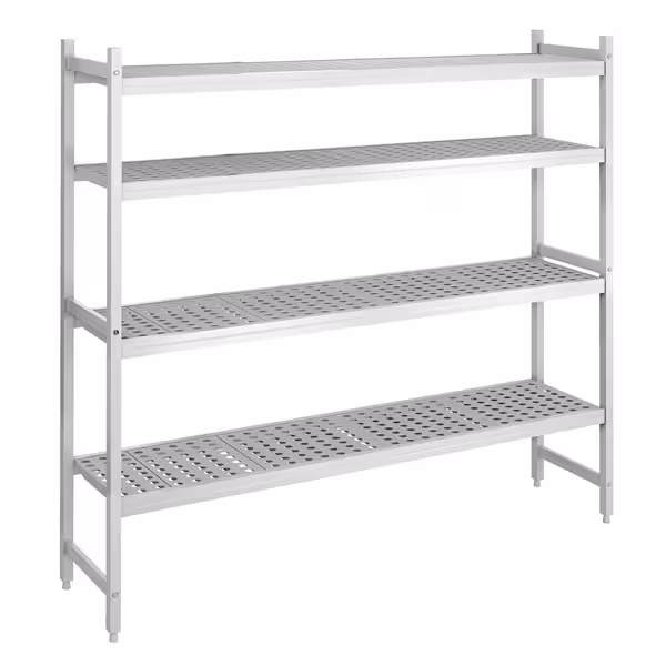 Aluminium/kunststof stelling - 1745x1800mm - Diepte: 460mm - met 4 schappen - Draagvermogen totaal: 600kg