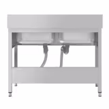 Stainless Steel Commercial Sink Unit ECO - 1400x600mm - with Double Bowl Centre - with Undershelf - with Upstand