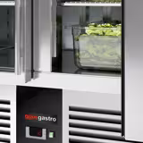 Saladette réfrigérée PREMIUM - 900mm - 159L - 2 portes vitrées - avec découpe pour 4x GN 1/3 & Couvercle verre