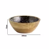 (6 pcs) Bowl - MANGO - Mango Wood - 0.8L - square - 200x200mm - Depth: 75mm - Black-Gold