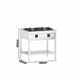 Fourneau à gaz – 17 kW – 2 brûleurs – ouvert avec socle de base & tiroir de récupération