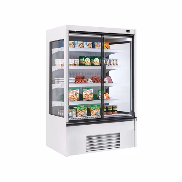 Murale Refrigerato Professionale - 1018mm - 341l - +2°/+4°C - con 1 porta a battente in vetrocamera & 0 ripiani - Bianco
