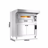 Horno de pizza a gas - 1 cámara - piedra refractaria - 9x Ø35cm - 230V - hasta 370°C - incl. campana de acero inox - con cámara de fermentación - con boquillas para gas natural y GLP