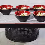 (6 uds) Bol cuadrado - ASIA PLUS - Melamina - 2,2L - 240x240mm - Profundidad: 95mm - Negro/Rojo