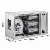 Système de purification d’air extrait avec moteur – 2 000 m³/h – taux de séparation 70 % – avec préfiltre et filtre à charbon actif