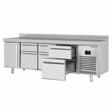 Commercial Counter Fridge PREMIUM PLUS - 2452x600mm - with 1 door - 6 drawers - with upstand - capacity 510 litres