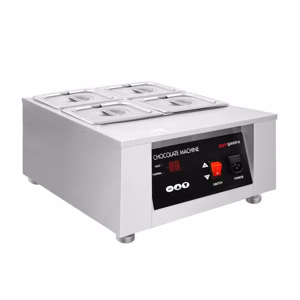 Chocoladesmelter - 4x 1,7L - 1kW - incl. 4 deksels