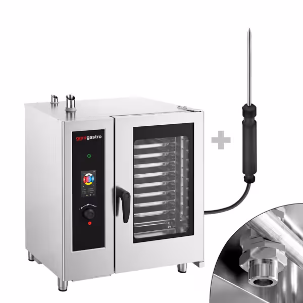 Elektrisch-Combisteamer - Touch - 7-inch touchscreen - 10x GN 1/1 - incl. wassysteem & temperatuurvoeler - incl. boiler & innengestell