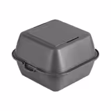 (12 pz) Scatola riutilizzabile per hamburger - 155x155x126mm - con chiusura a clip; impilabile; lavabile in lavastoviglie; da asporto - Grigio