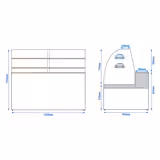 Gebaksvitrine - 1622x985mm - 271 liter - gebogen ruit - met 2 deur(en) - met 2 legroosters