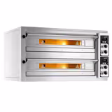Elektrisk pizzaugn (el-däck/box) - med chamottesten - 1420x1380 mm - 9+9 x Ø 33 cm - 2‑däck - upp till 400 °C - Manuell