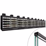 (10 pcs) Vitrine murale de congélation de supermarché - 18750mm - avec 4 portes battantes vitrées & 5 étagères - Noir