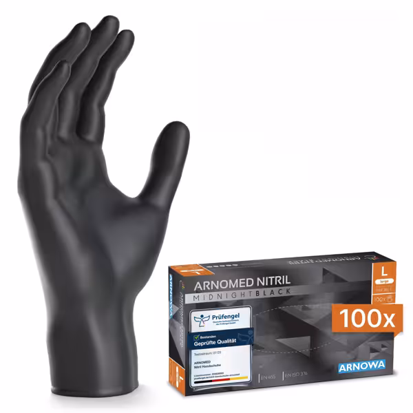 (10 stuks) ARNOWA | Wegwerpnitril handschoenen - 100 stuks - Maat L - Zwart