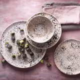 (6 pcs) Bowl - CONFETTI - Stoneware - round - Ø 140mm - Pink