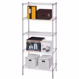 Półka stalowa - 900x450x1800mm - 5 półek drucianych (REGULOWANE) - Udźwig: 180kg - w zestawie: 5 półek drucianych - Chrom