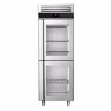 Upright Display Fridge Stainless steel PREMIUM - GN 2/1 - 700L - with 2 glass doors