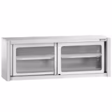 Paslanmaz Çelik Duvar Dolabı - 2000x400mm - Cam Kapılı - Sürgülü - 650mm yükseklik - Ara Raflı