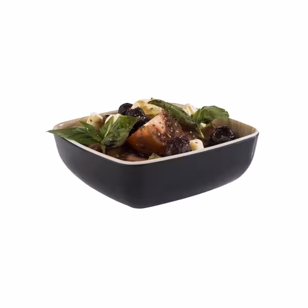 (6 pcs) Bowl - FRIDA - Melamine - 0.37L - square - 125x125mm - Depth: 45mm - Black & Beige
