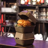 (12 τεμ.) Κουτί Burger (επαναχρησιμοποιούμενο) - με κλείσιμο με κλιπ - 155x155x126 mm - Γκρι
