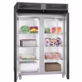 مجمد عمودي ستانلس ستيل PREMIUM - GN 2/1 - 1400 L - حتى -20…-12 °C - مع بابان - تبريد هوائي، أبواب ذاتية الإغلاق، إضاءة داخلية - أنثراسيت