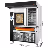 Commercial Rotating 3‑Deck Electric Bakery Oven with Steam – Touch Control - 2 Proofers (12× EN 600×400) - Stainless Steel