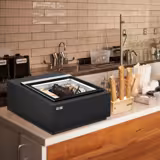Vetrina gelato da banco - 670mm - Refrigerazione statica - per 3x Vasca da gelato da 5 Litri - Nero - Apertura coperchio lato lato cliente