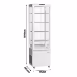 Vitrine réfrigérée 4 faces vitrées / Vitrine panoramique – 235 litres – 1 porte en verre – 4 étagères – Blanc