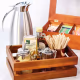 Wooden Tea Box - 4 Compartments - with Viewing Window (Acrylic Lid) & Engraving - Brown