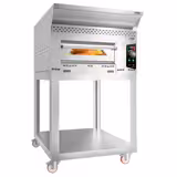 Commercial Gas Pizza Oven – 1-deck - 6x Ø34 cm - manual - hood + stand + castors - Ø150 mm flue