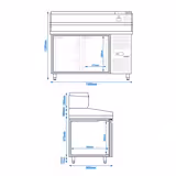 Table réfrigérée à pizza PREMIUM - 1500 x 800 mm - avec 2 portes - incl. vitrine réfrigérée - 6 x GN 1/3