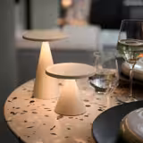 (4 pcs) LED Table Lamp - CONE - Rechargeable - Cordless - 3-step dimmable - Ø130mm - Whisper White - with Charging Dock