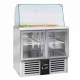 Commercial Saladette Counter PREMIUM - 900mm - 288L - 2 glass doors - with glass canopy for 2 x GN 1/1 & 3 x GN 1/6